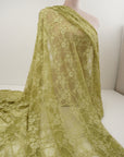 Moss Green Floral Stretch Lace Fabric by the Yard