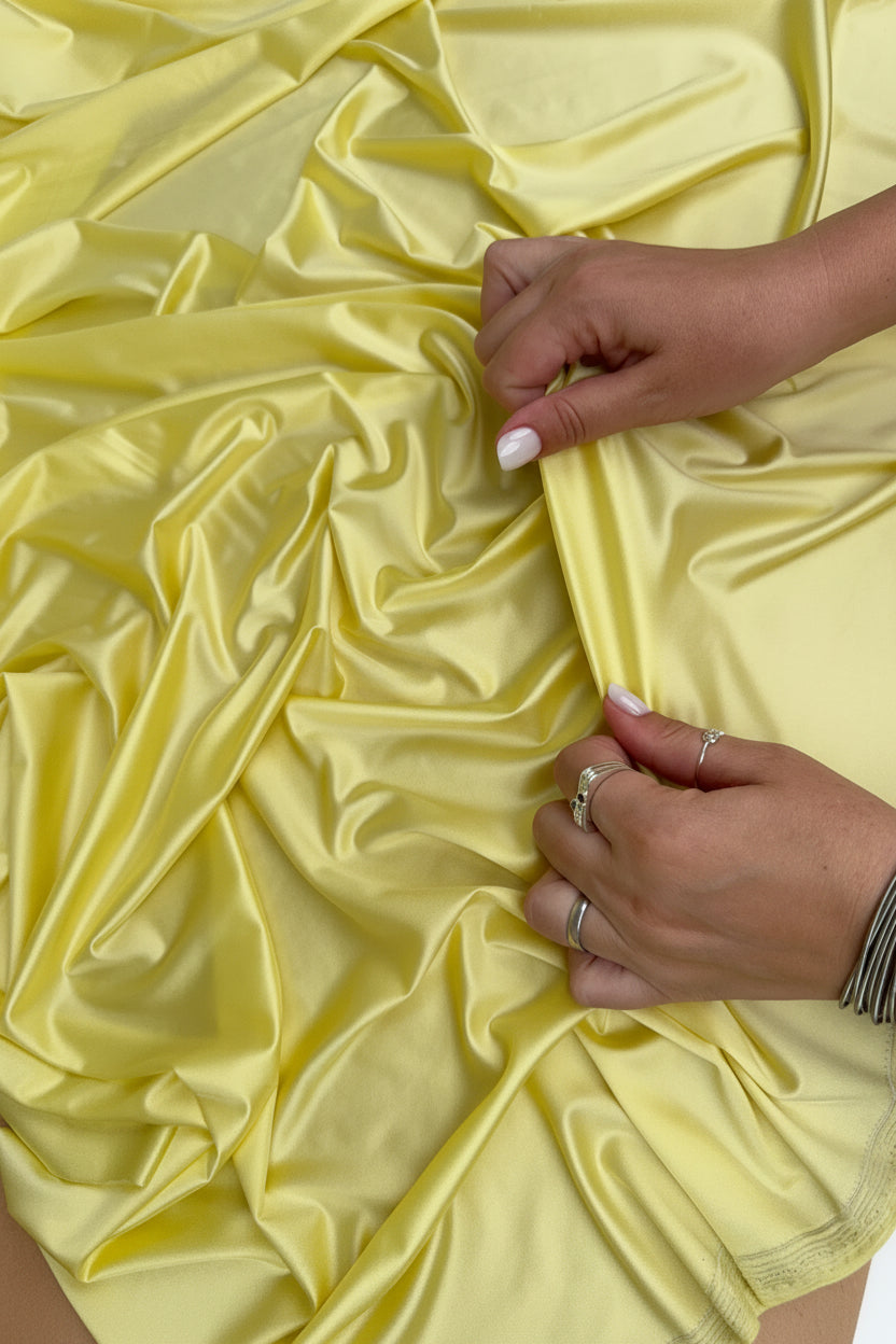 Butter Yellow Shiny Milliskin Nylon Spandex Fabric 4-Way Stretch