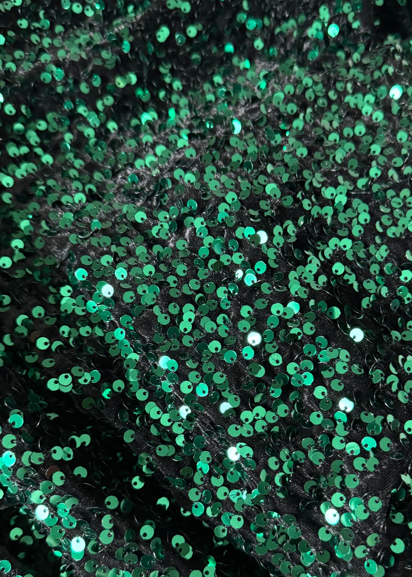 Hunter green sequins on black velvet