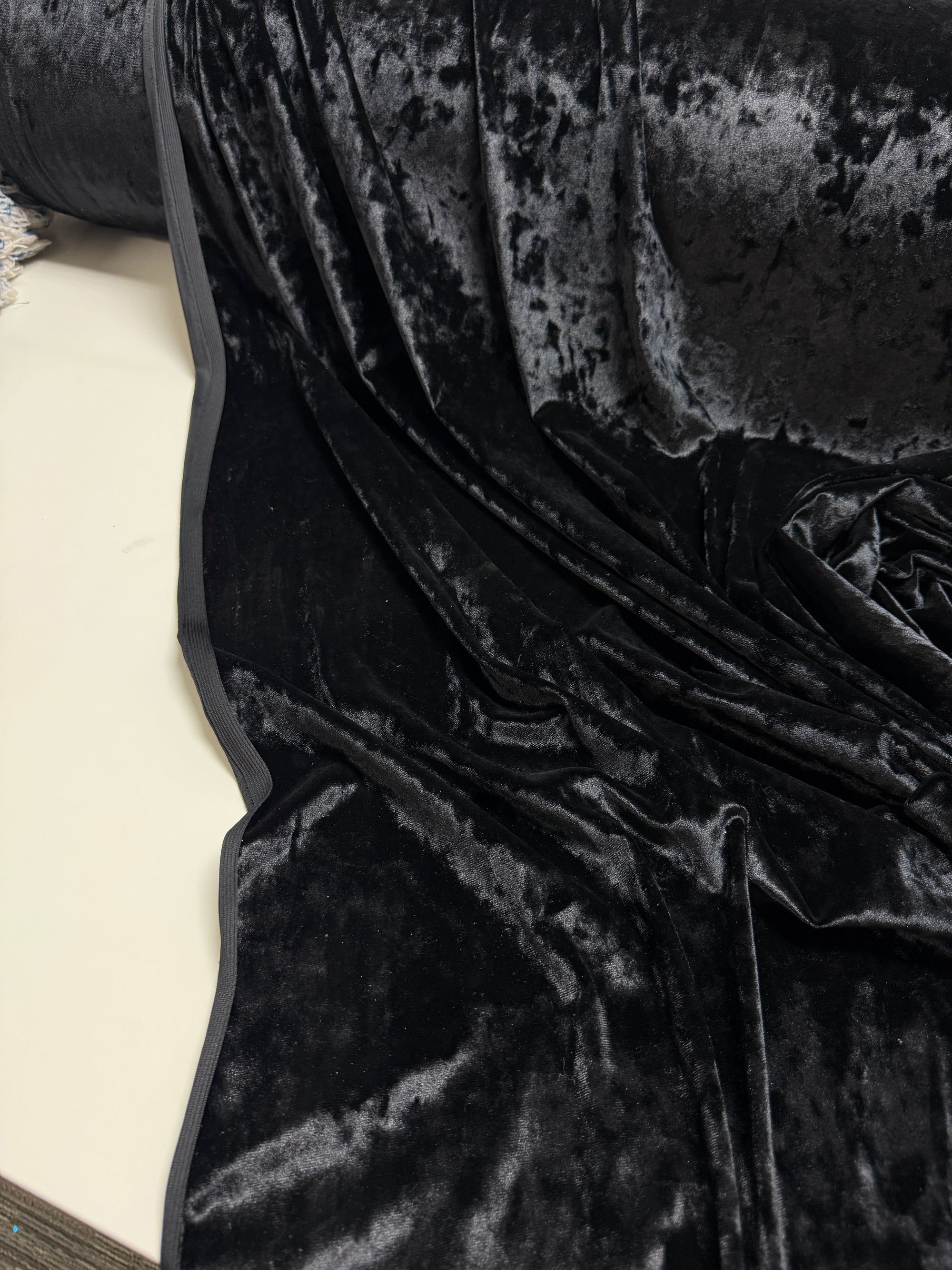 Black Crushed Velvet Fabric