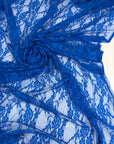 Royal Blue Floral Stretch Lace Fabric by the Yard