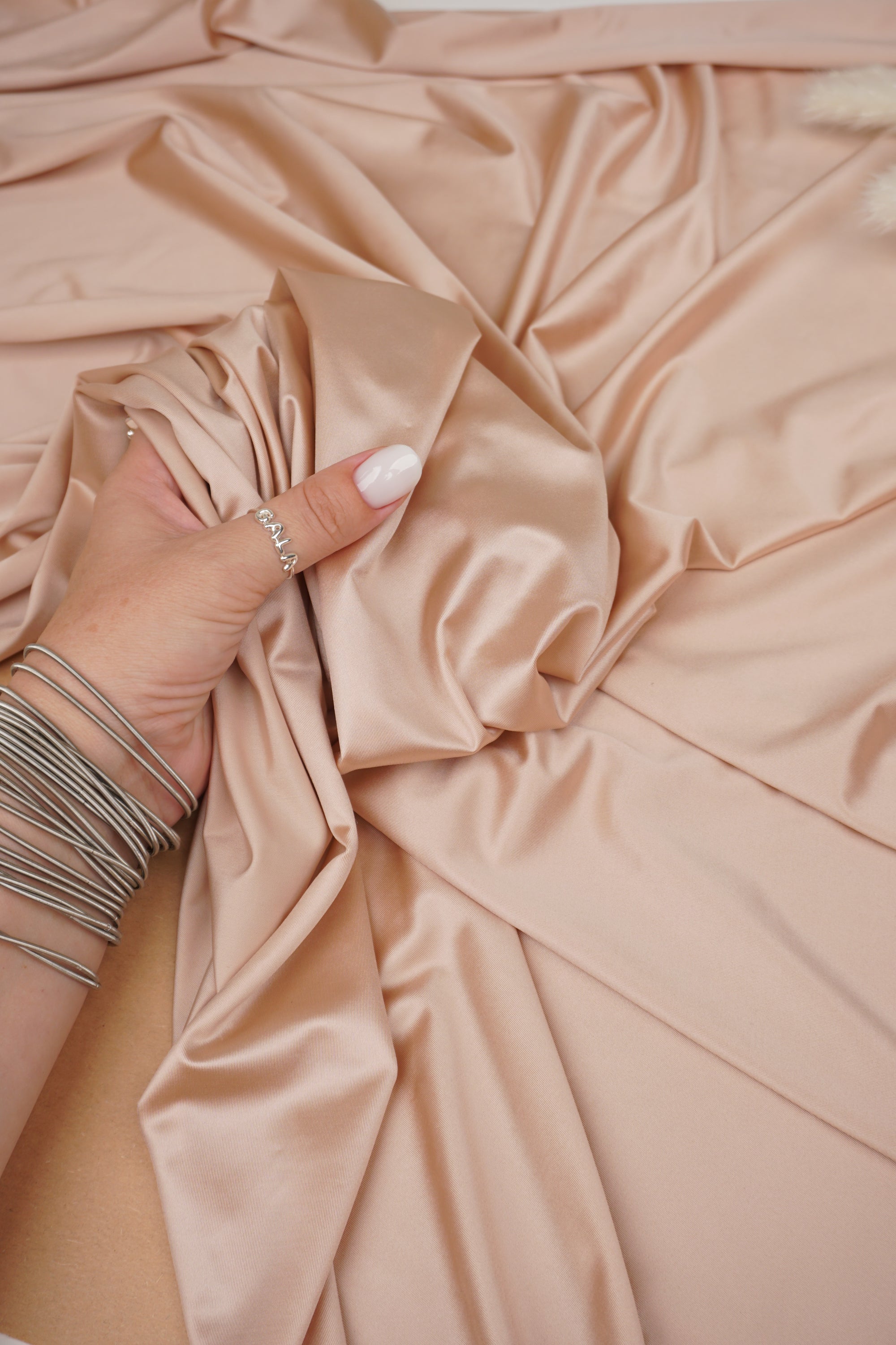 Taupe Shiny Milliskin Nylon Spandex Fabric | 4-Way Stretch | By the Yard
