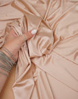 Taupe Shiny Milliskin Nylon Spandex Fabric | 4-Way Stretch | By the Yard