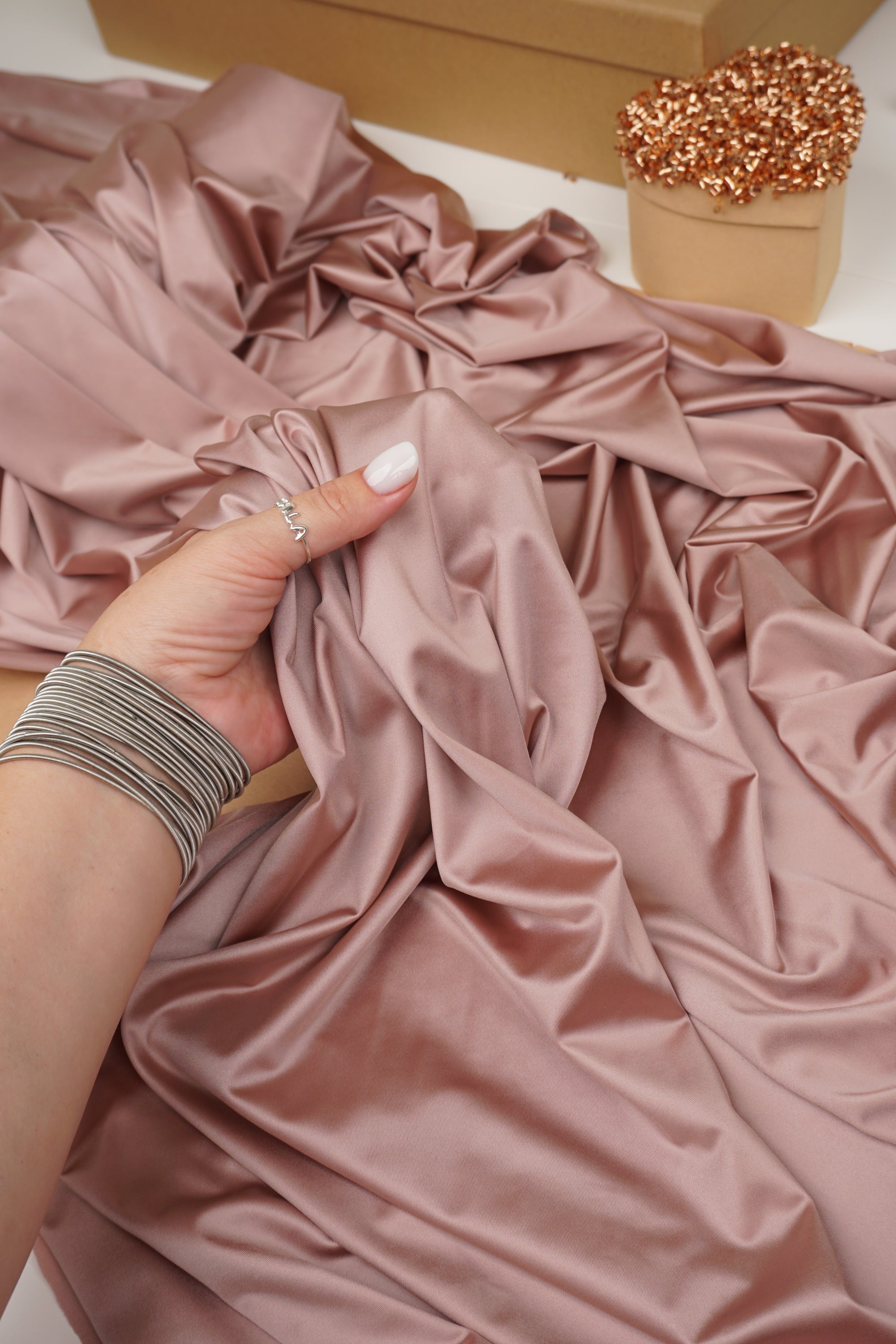 Mocha Shiny Milliskin Nylon Spandex Fabric | 4-Way Stretch | By the Yard