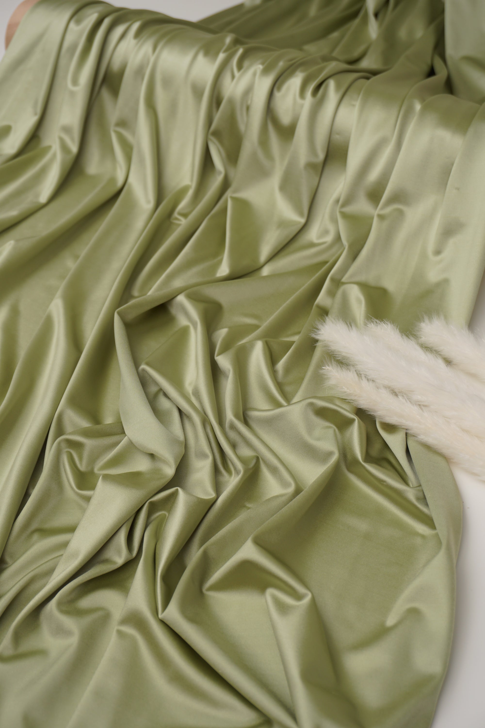 Sage Green Shiny Nylon Spandex Fabric - 4-Way Stretch