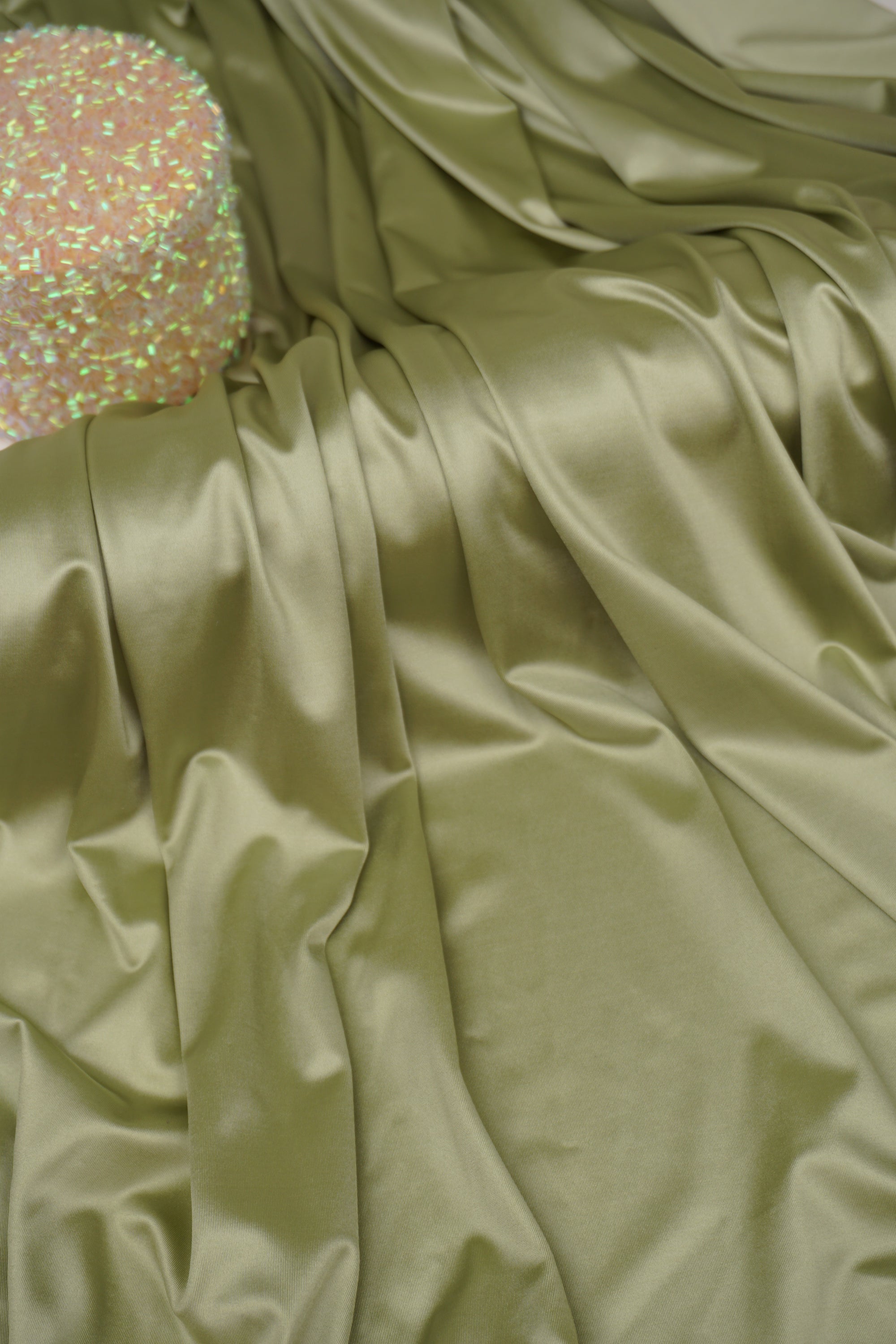 Sage Green Shiny Nylon Spandex Fabric - 4-Way Stretch
