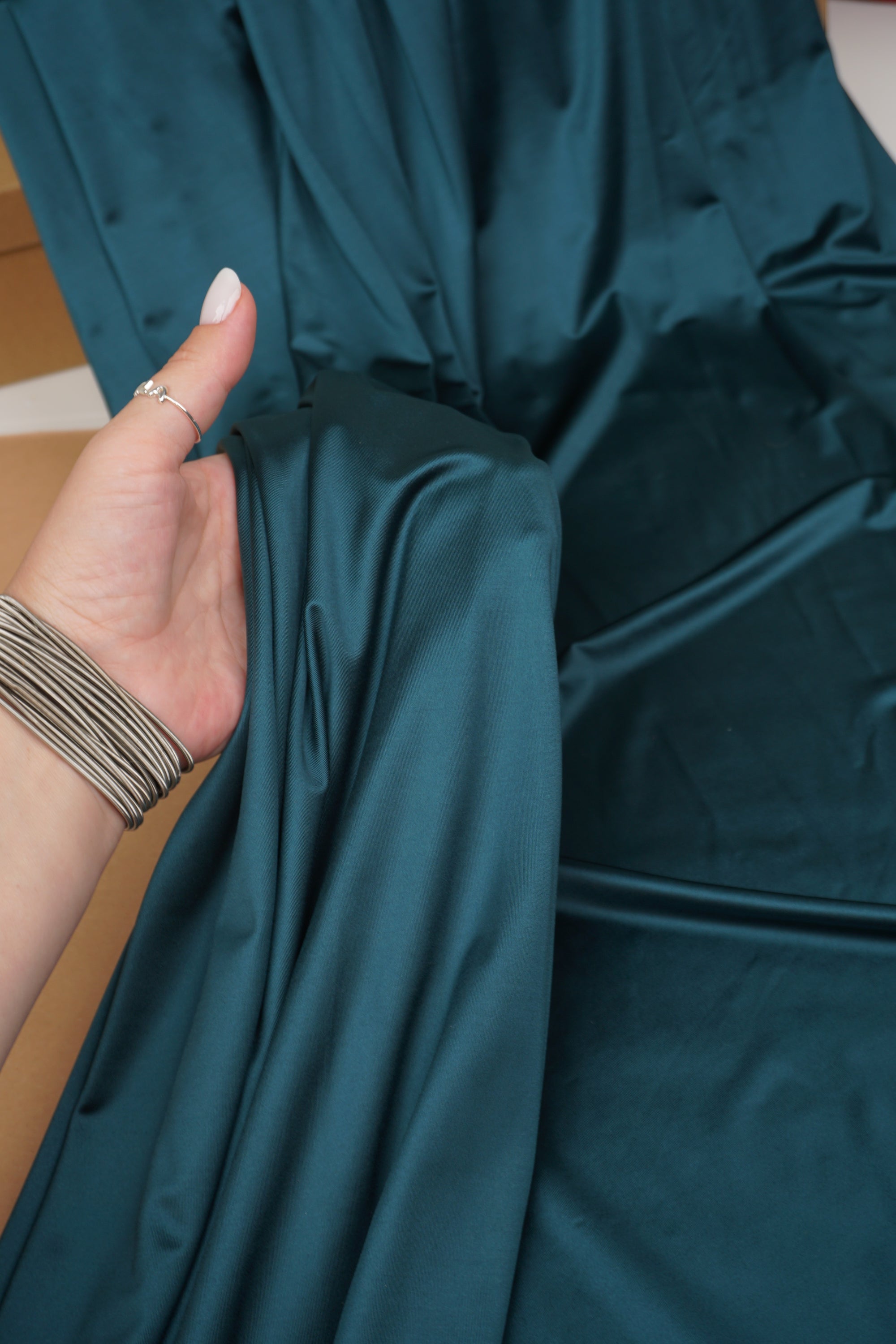 Teal Shiny Milliskin Nylon Spandex Fabric 4-Way Stretch 76% Nylon 24% Spandex 170GSM 62" Wide | By the Yard