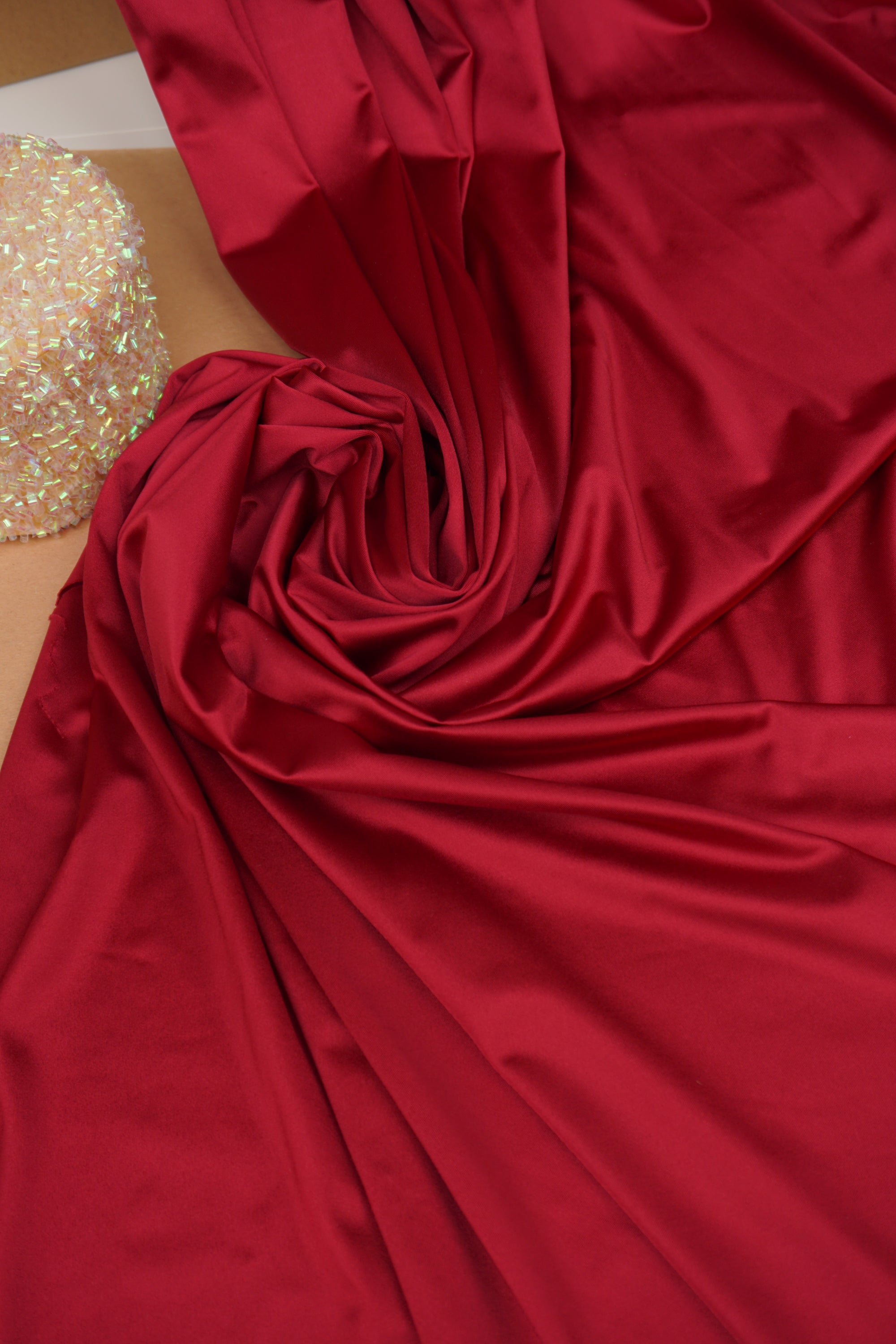 Red Shiny Milliskin Nylon Spandex Fabric | 4-Way Stretch | By the Yard