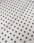 Ivory Polka Dot Satin Dress Fabric – Small Black Dots, Light Stretch, 58" Wide