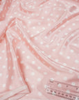 Dusty Pink Polka Dot Satin Dress Fabric – Small White Dots, Light Stretch, 58" Wide