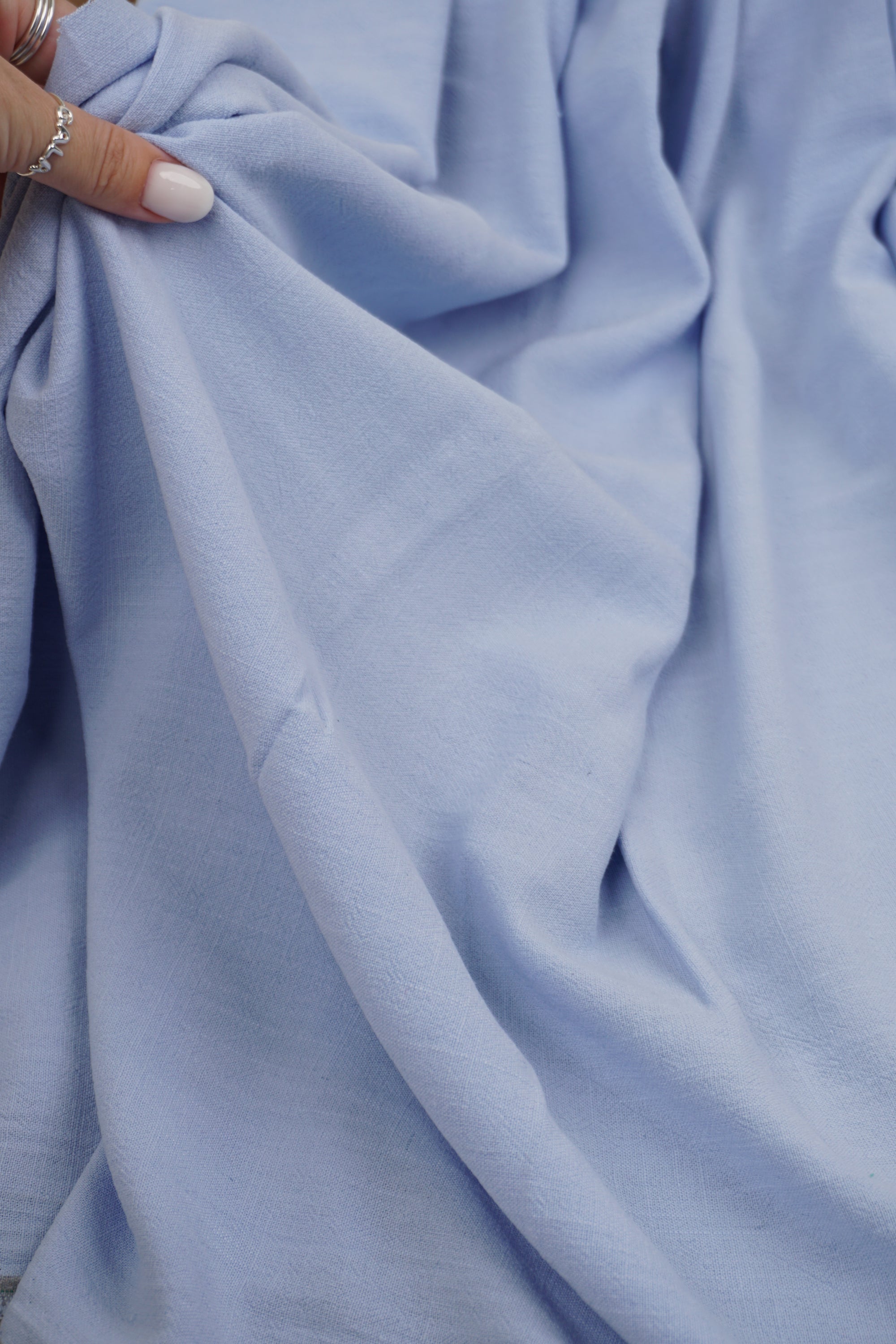 Baby Blue Washed Linen Rayon Fabric