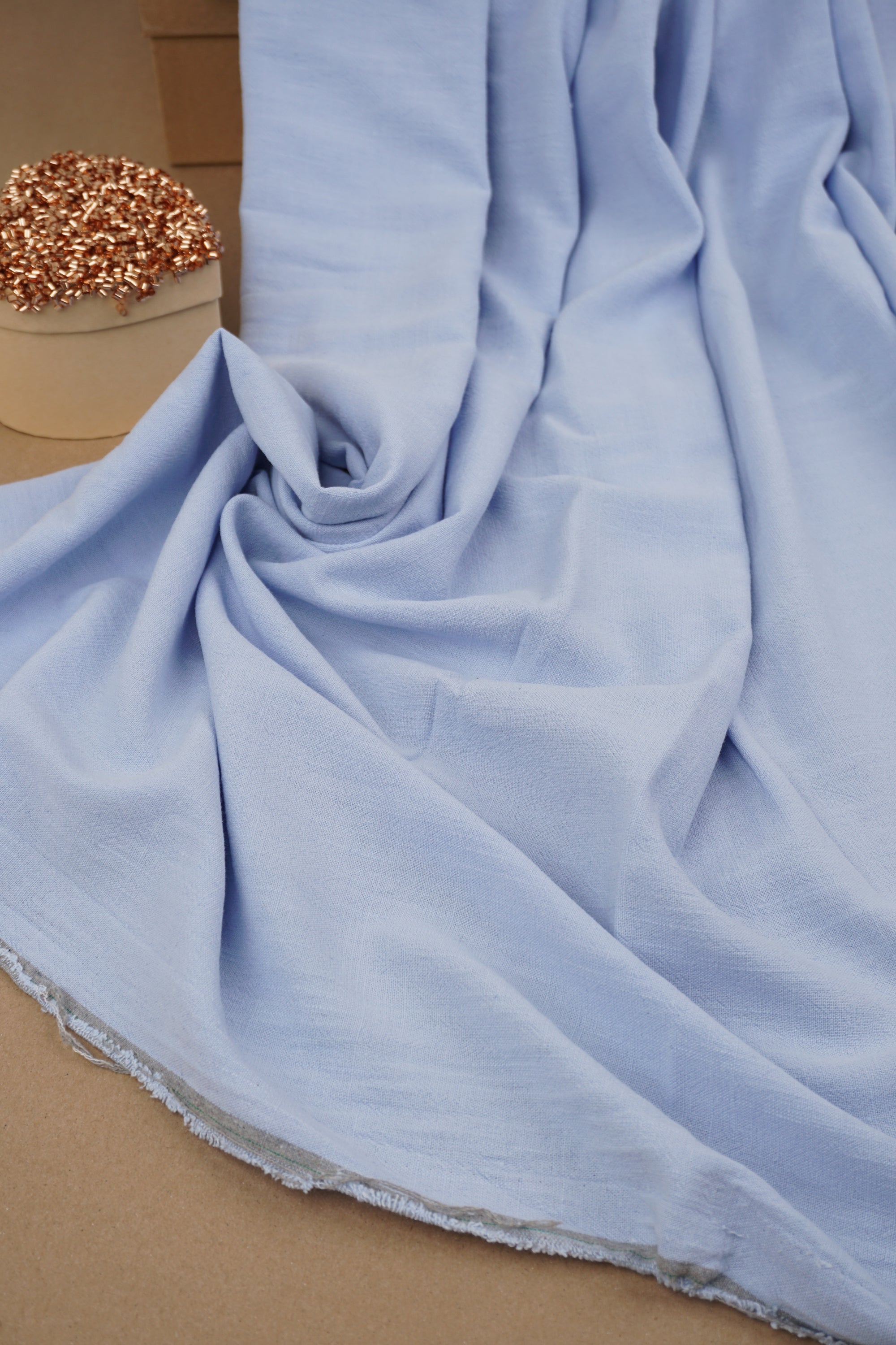 Baby Blue Washed Linen Rayon Fabric