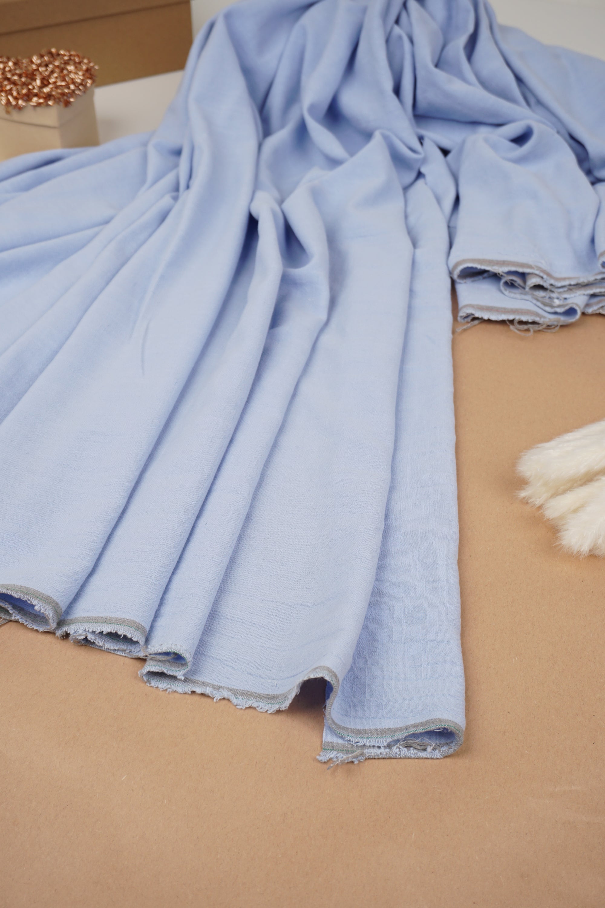 Baby Blue Washed Linen Rayon Fabric