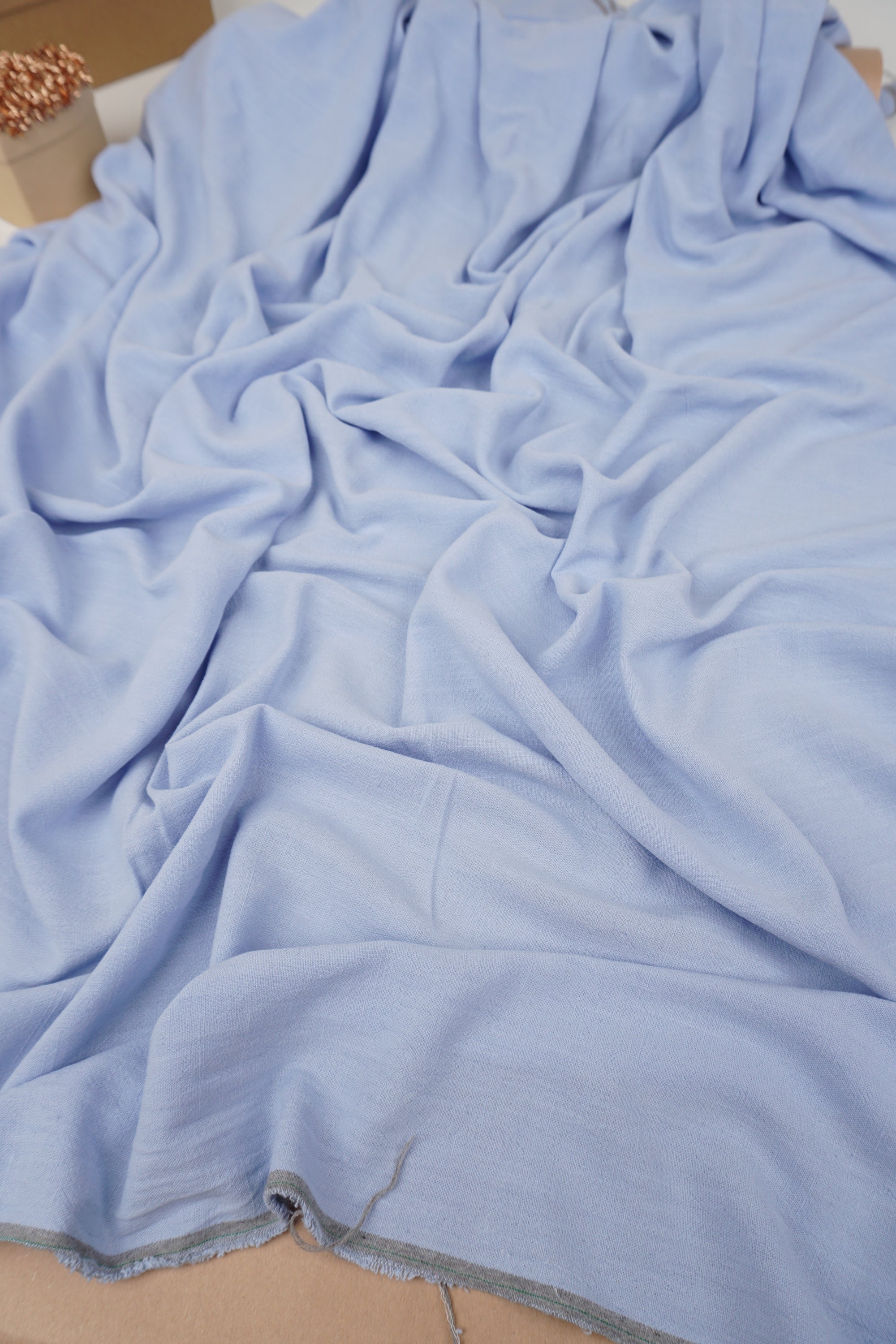Baby Blue Washed Linen Rayon Fabric