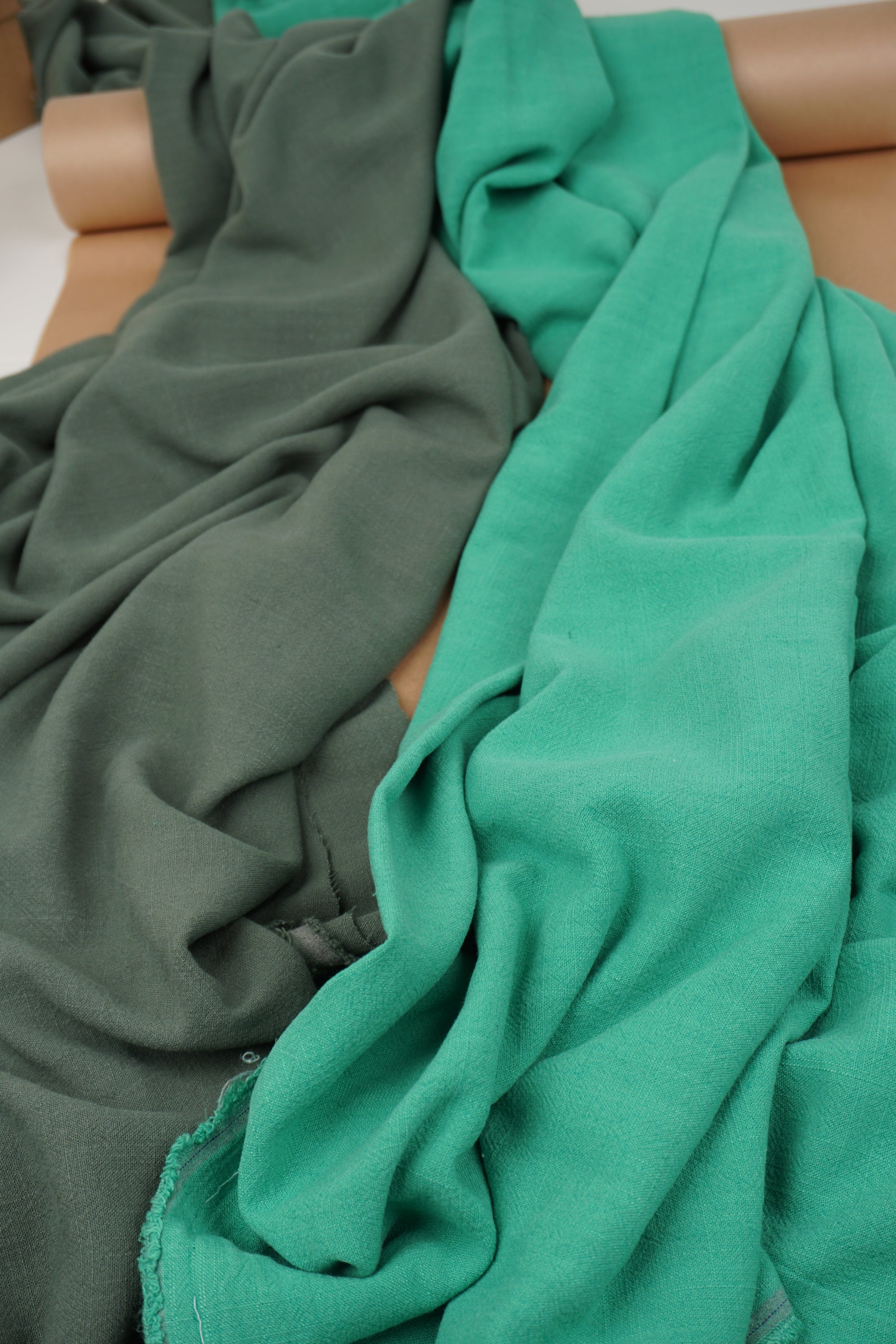 Kelly Green Washed Linen Rayon Fabric