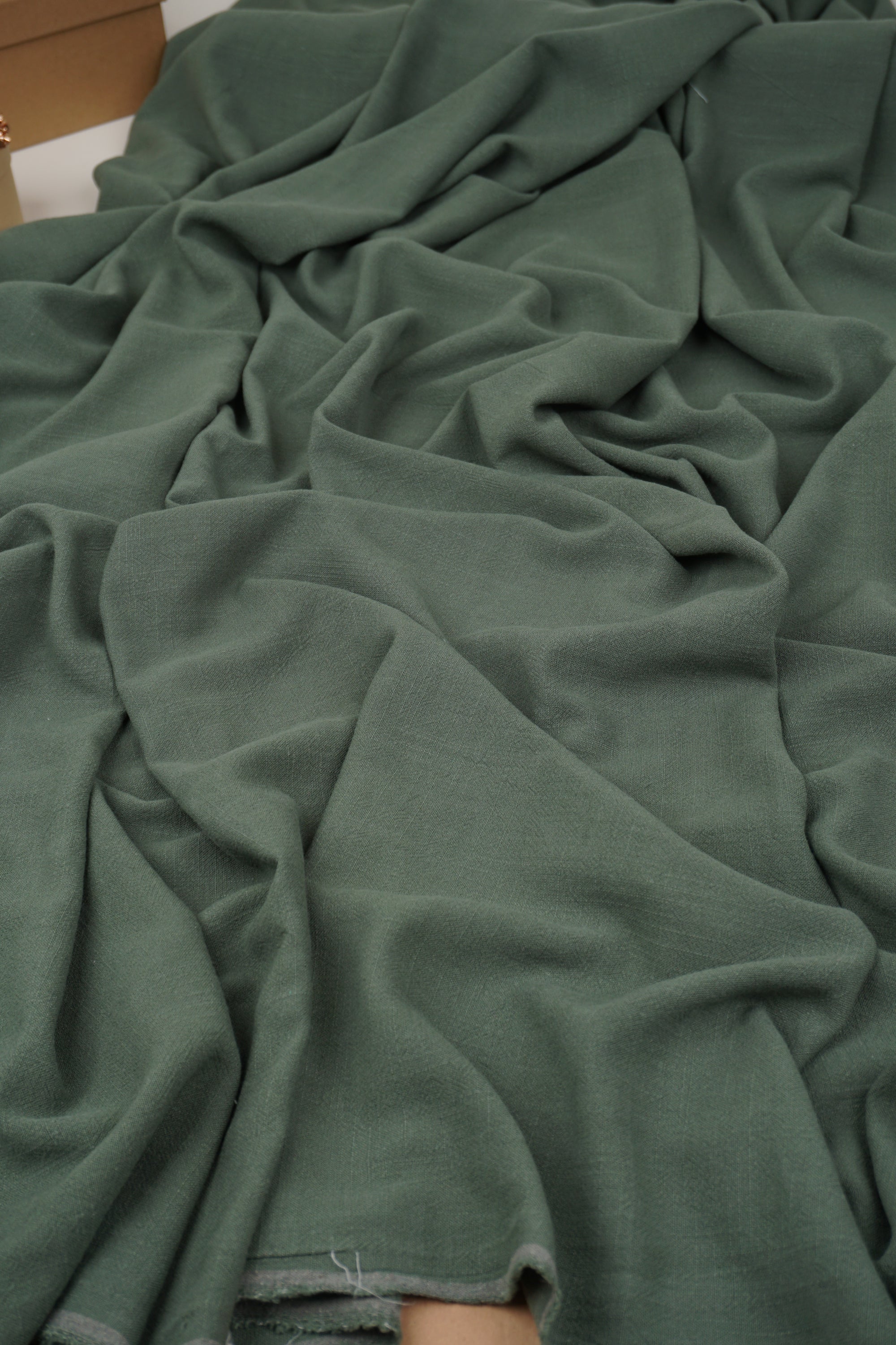 Hunter Green Washed Linen Rayon Fabric