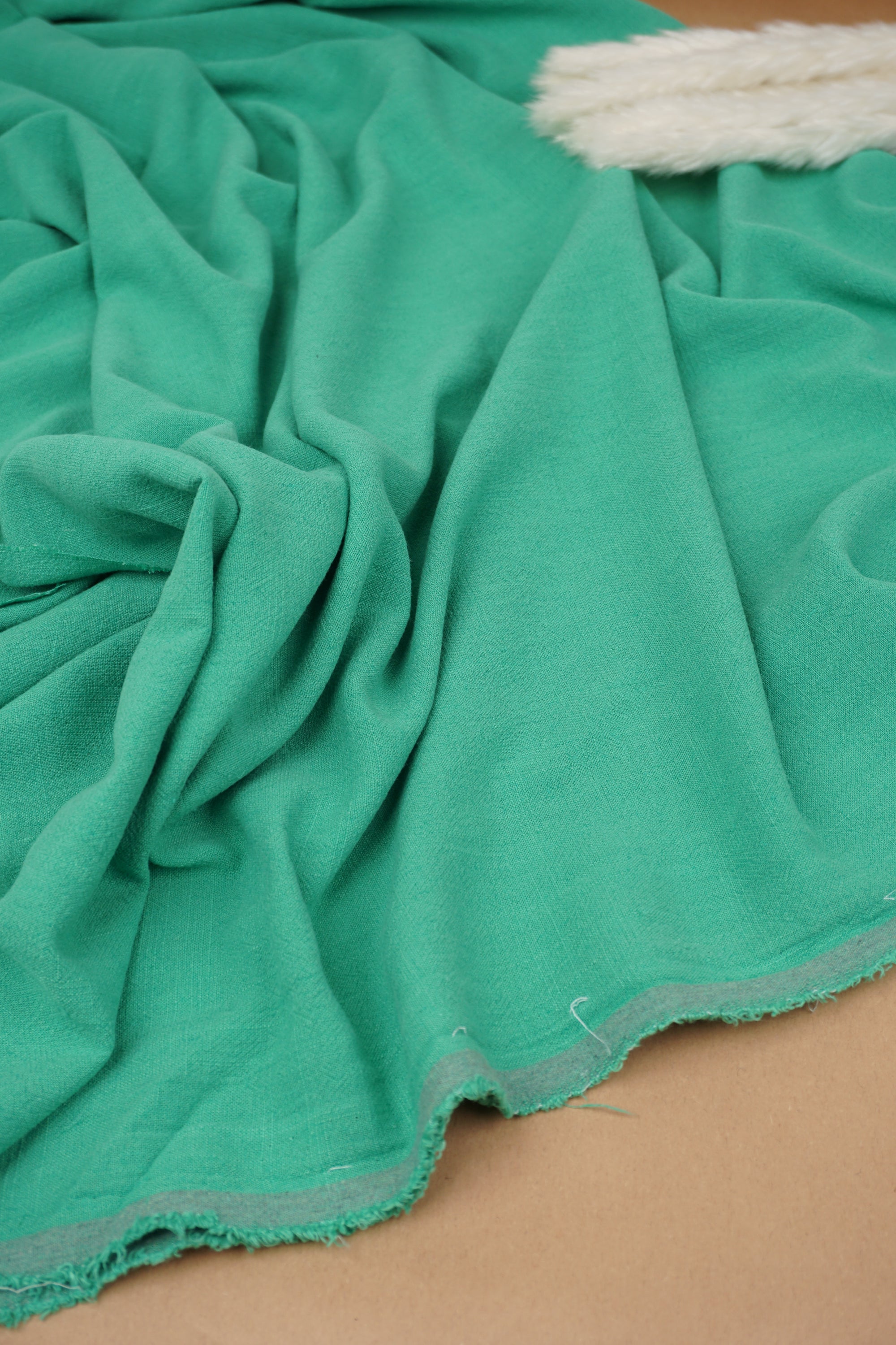 Kelly Green Washed Linen Rayon Fabric