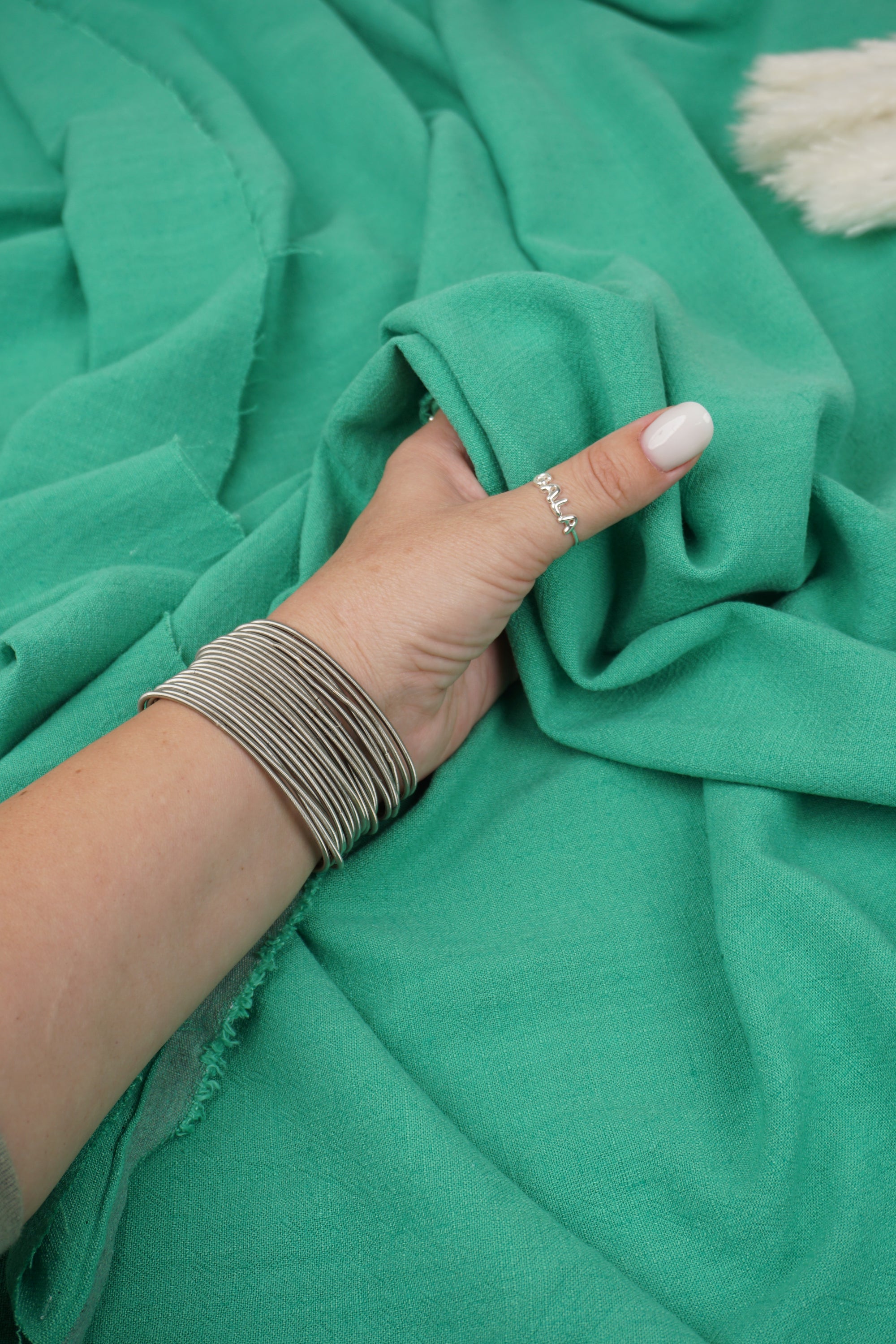 Kelly Green Washed Linen Rayon Fabric