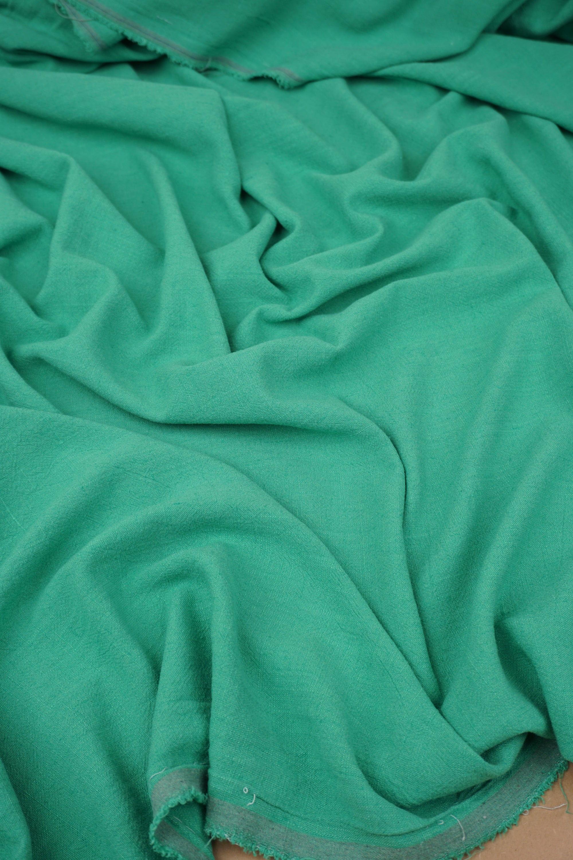 Kelly Green Washed Linen Rayon Fabric