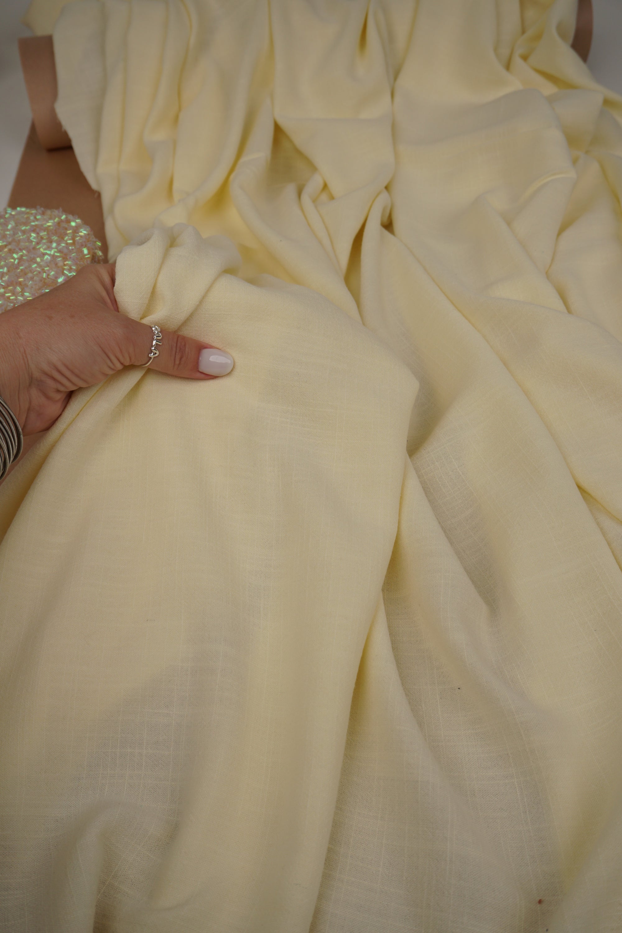 Butter Yellow Washed Linen Rayon Fabric