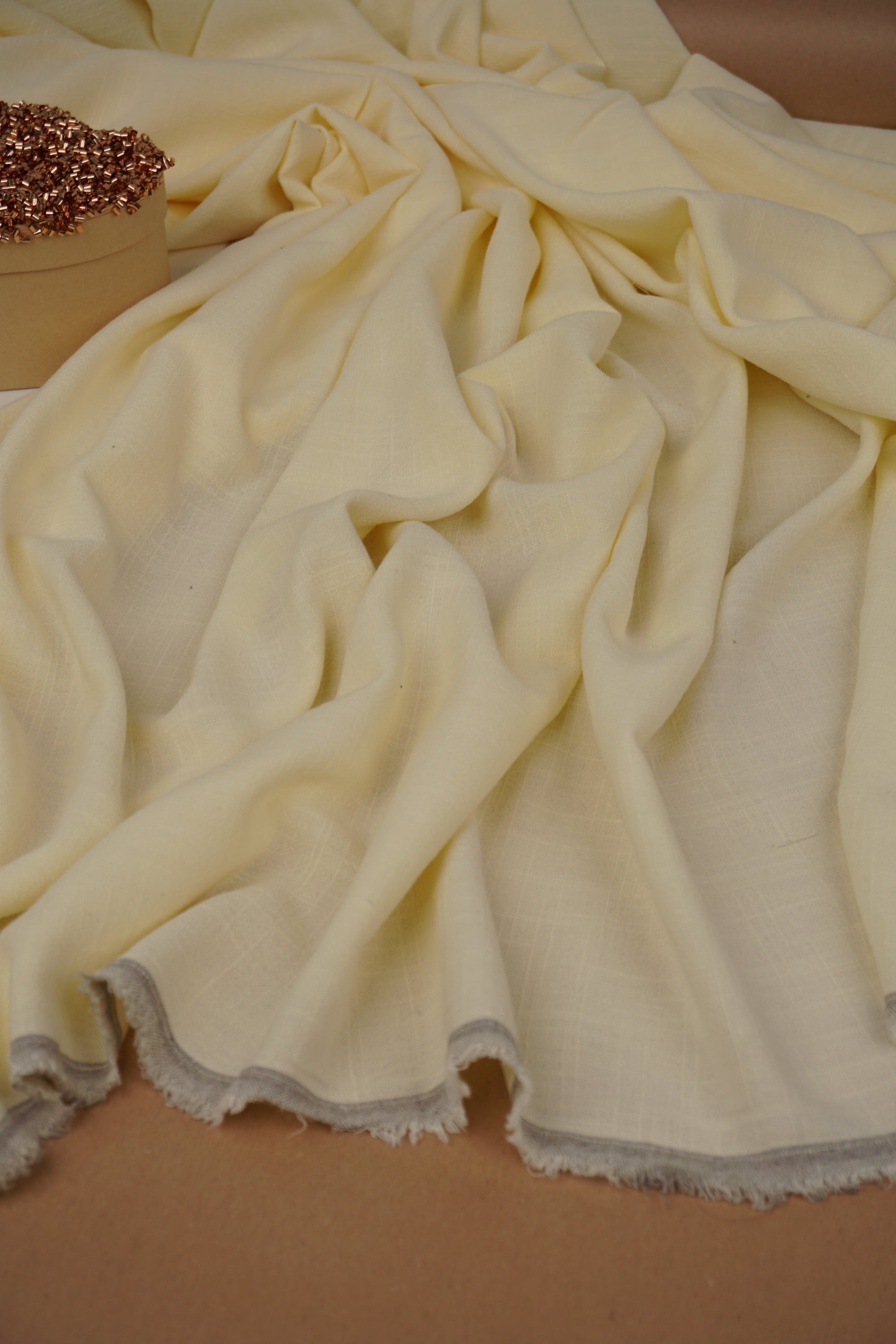 Butter Yellow Washed Linen Rayon Fabric