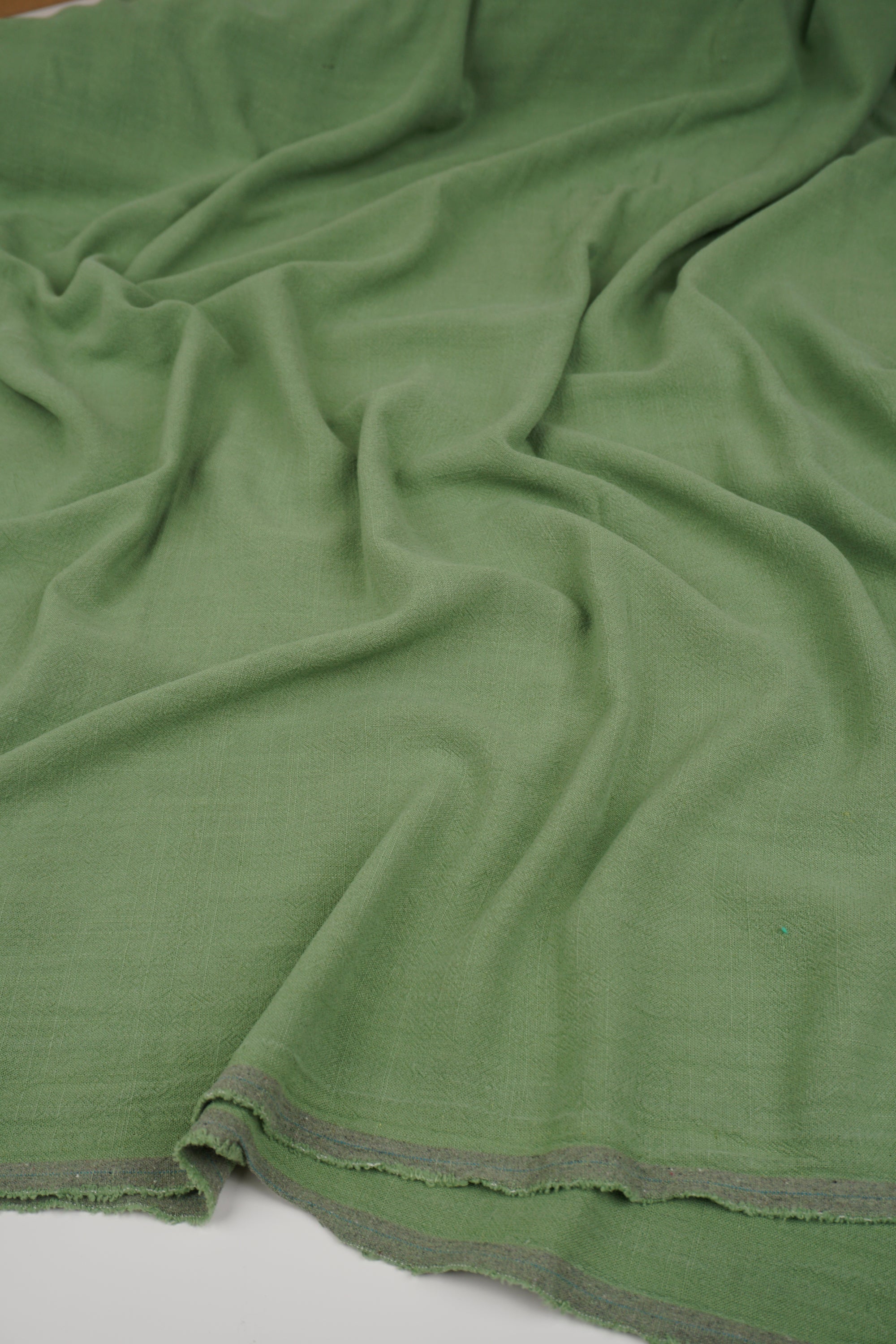 Moss Green Washed Linen Rayon Fabric