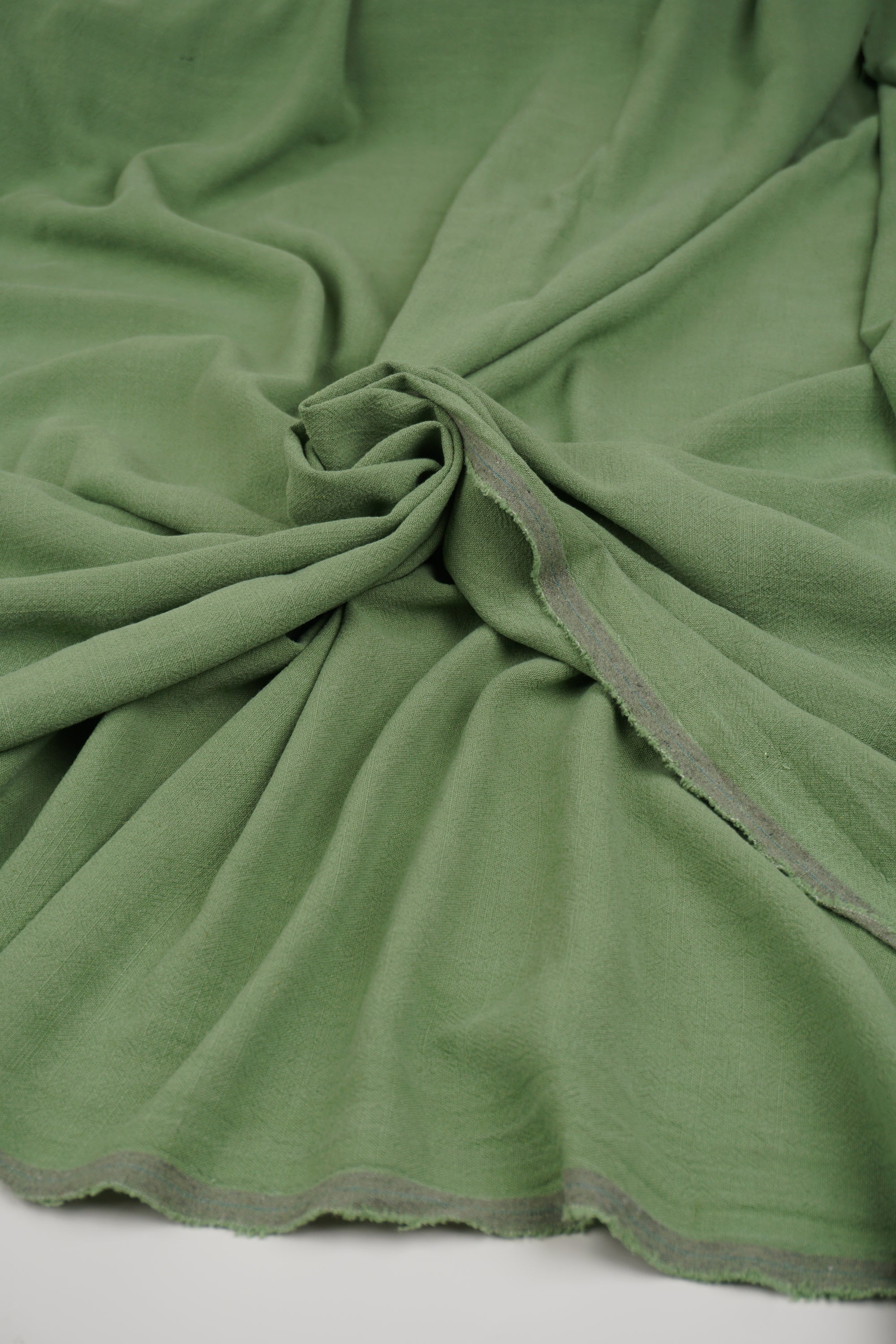Moss Green Washed Linen Rayon Fabric