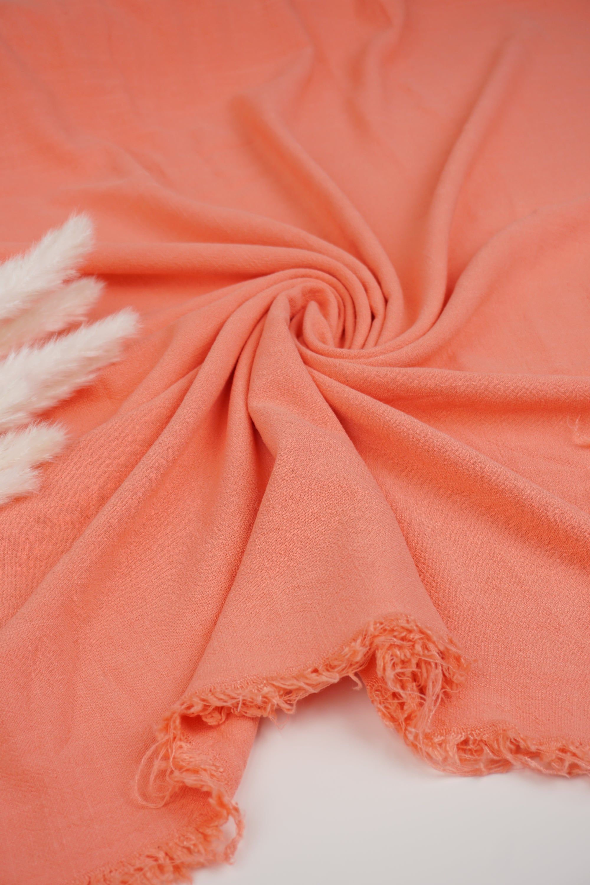 Coral Washed Linen Rayon Fabric