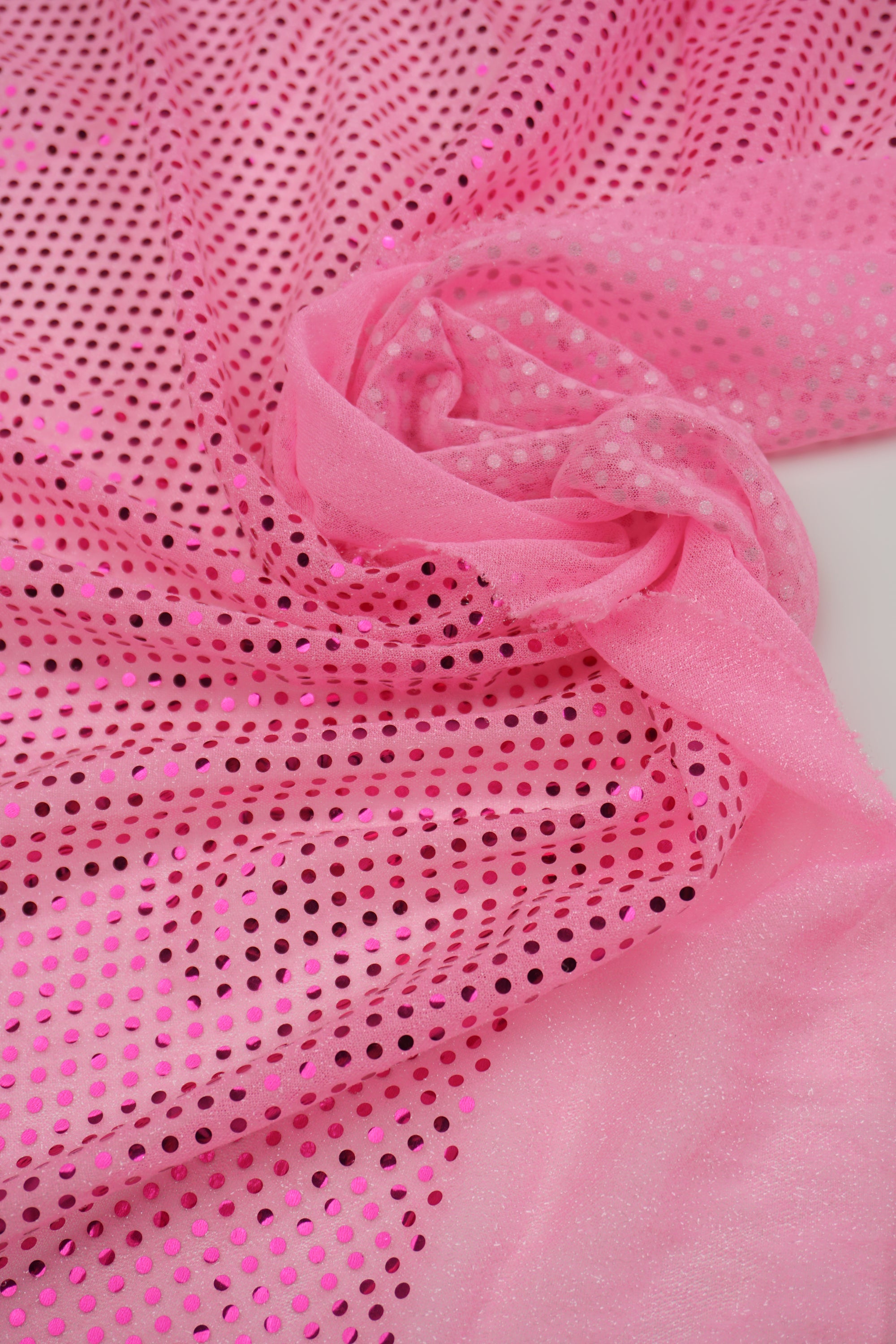 Pink 3mm Confetti Dot Sequin Fabric | Metallic Mesh Sparkle | By the Yard