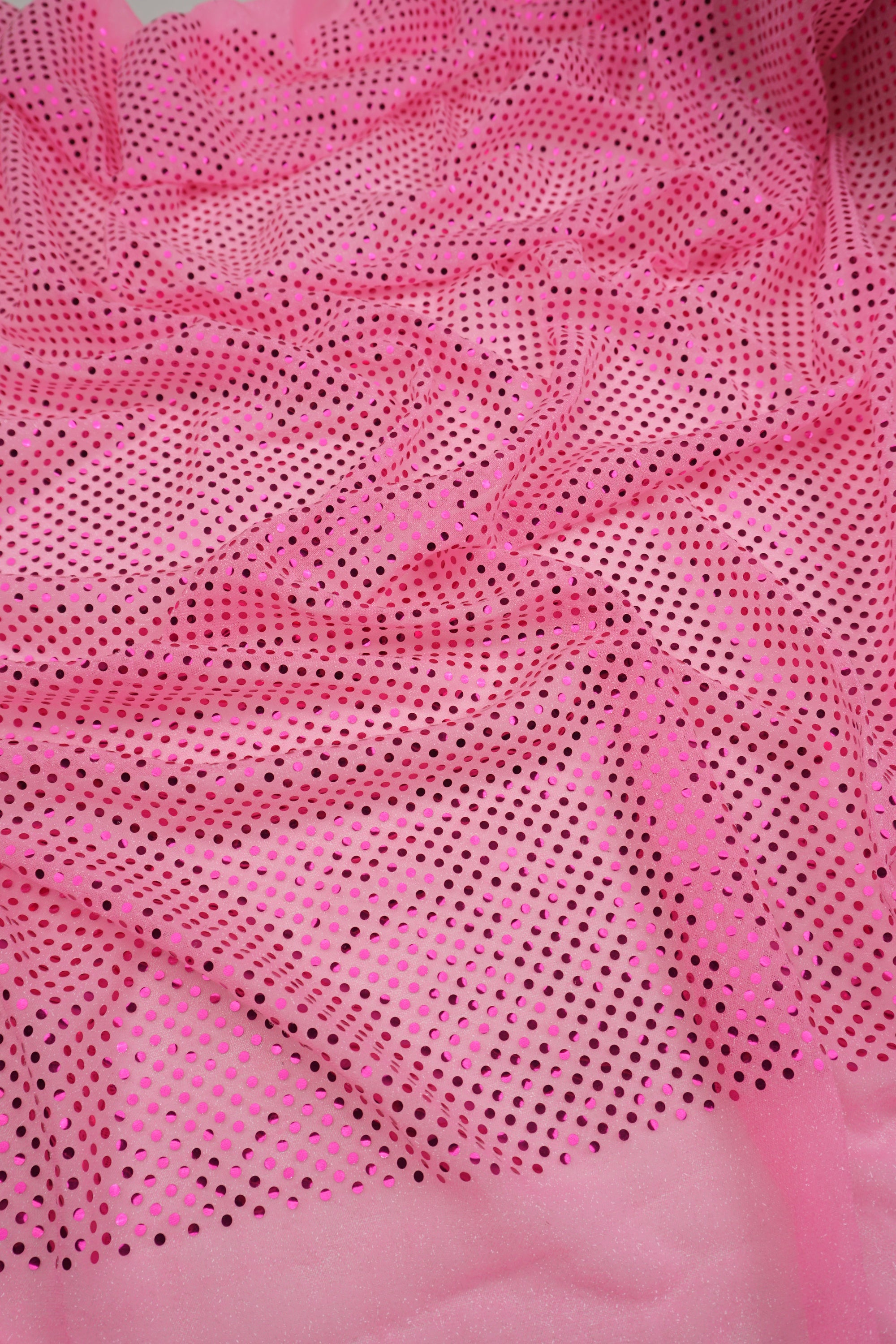 Pink 3mm Confetti Dot Sequin Fabric | Metallic Mesh Sparkle | By the Yard
