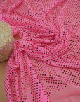 Pink 3mm Confetti Dot Sequin Fabric | Metallic Mesh Sparkle | By the Yard