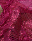 Fuchsia Sequin Fabric by the Yard | 3mm Confetti Dot Metallic Mesh