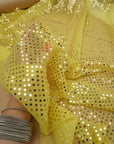Butter Yellow 3mm Confetti Dot Sequin Fabric | Metallic Mesh Sparkle | By the Yard