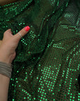 Emerald 3mm Confetti Dot Sequin Fabric | Metallic Mesh Sparkle | By the Yard
