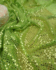 Lime 3mm Confetti Dot Sequin Fabric | Metallic Mesh Sparkle | By the Yard
