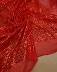 Red 3mm Confetti Dot Sequin Fabric | Metallic Mesh Sparkle | By the Yard