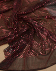 Cranberry Black 3mm Confetti Dot Sequin Fabric | Metallic Mesh Sparkle | By the Yard