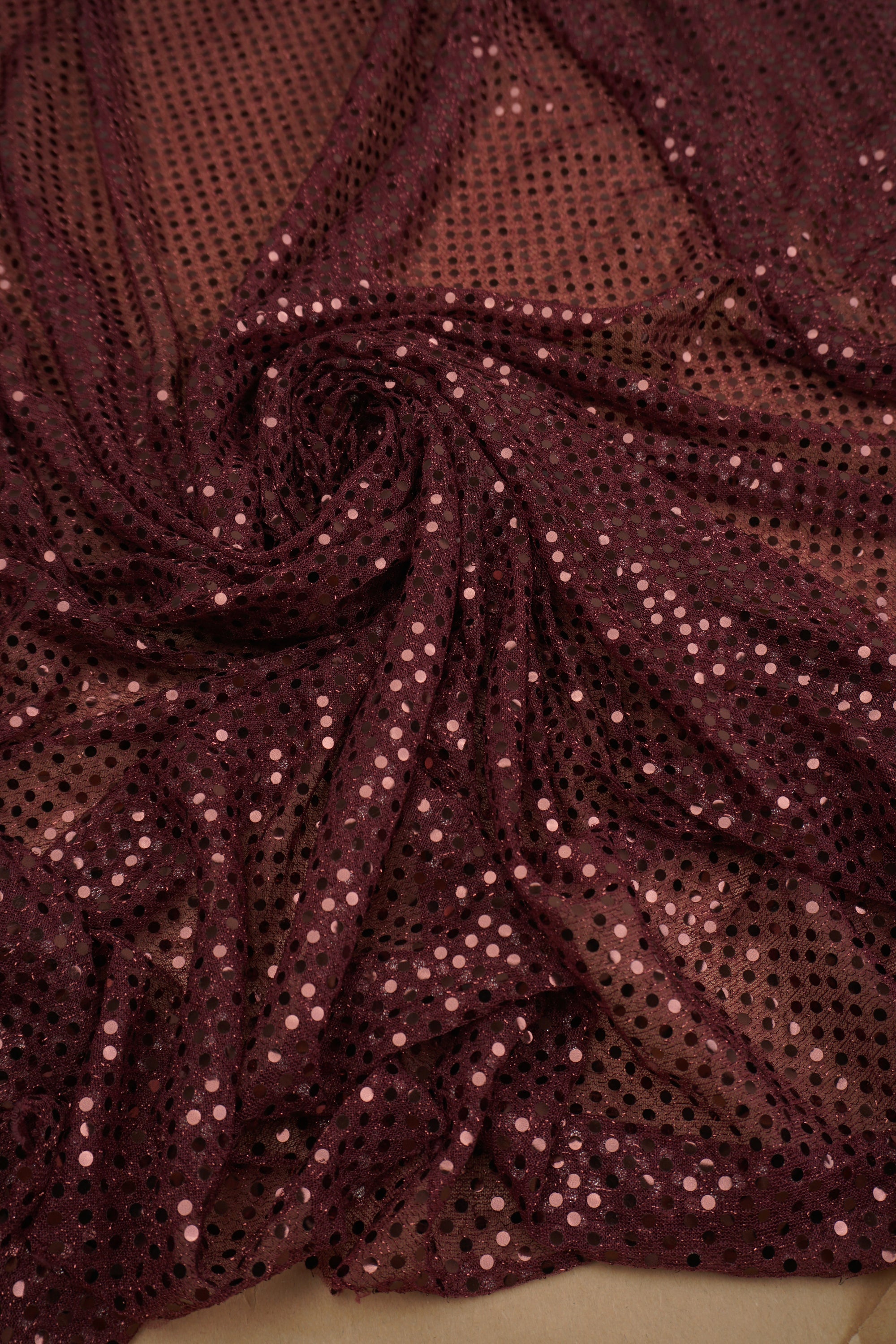 Burgundy 3mm Confetti Dot Sequin Fabric | Metallic Mesh Sparkle | By the Yard