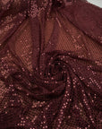 Burgundy 3mm Confetti Dot Sequin Fabric | Metallic Mesh Sparkle | By the Yard