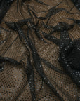 Black Sequin Fabric by the Yard | 3mm Confetti Dot Metallic Mesh