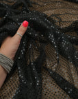Black Sequin Fabric by the Yard | 3mm Confetti Dot Metallic Mesh
