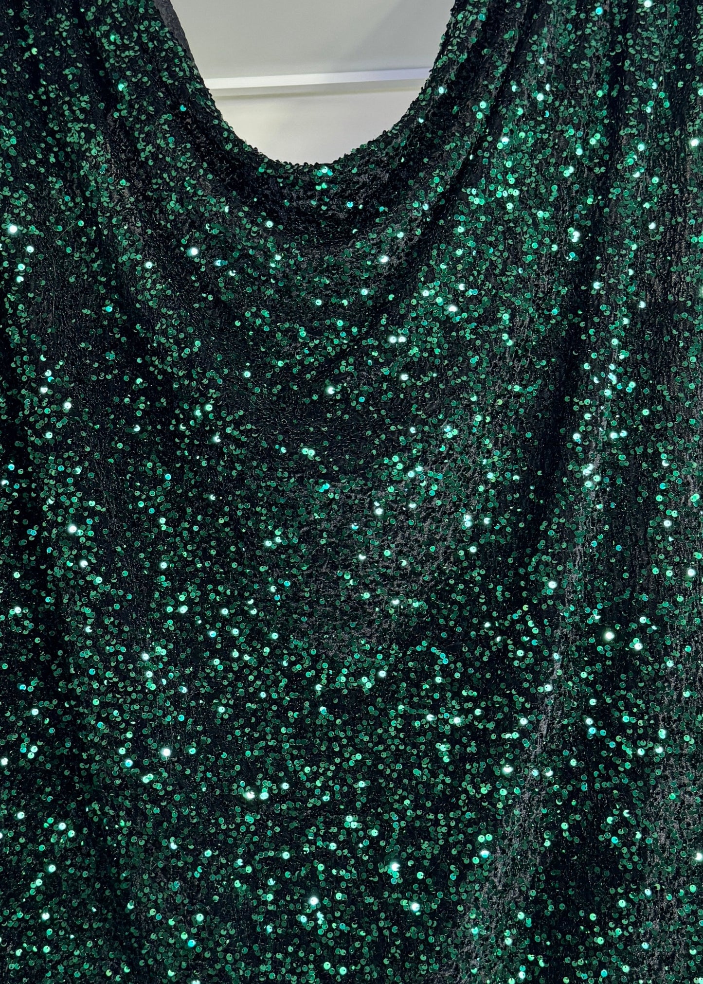 Hunter green sequins on black velvet