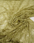 Moss Green Floral Stretch Lace Fabric by the Yard