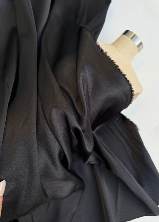 Black Satin Fabric by the Yard, Silky Smooth Material for Gowns, Drapes, Sewing & Crafts