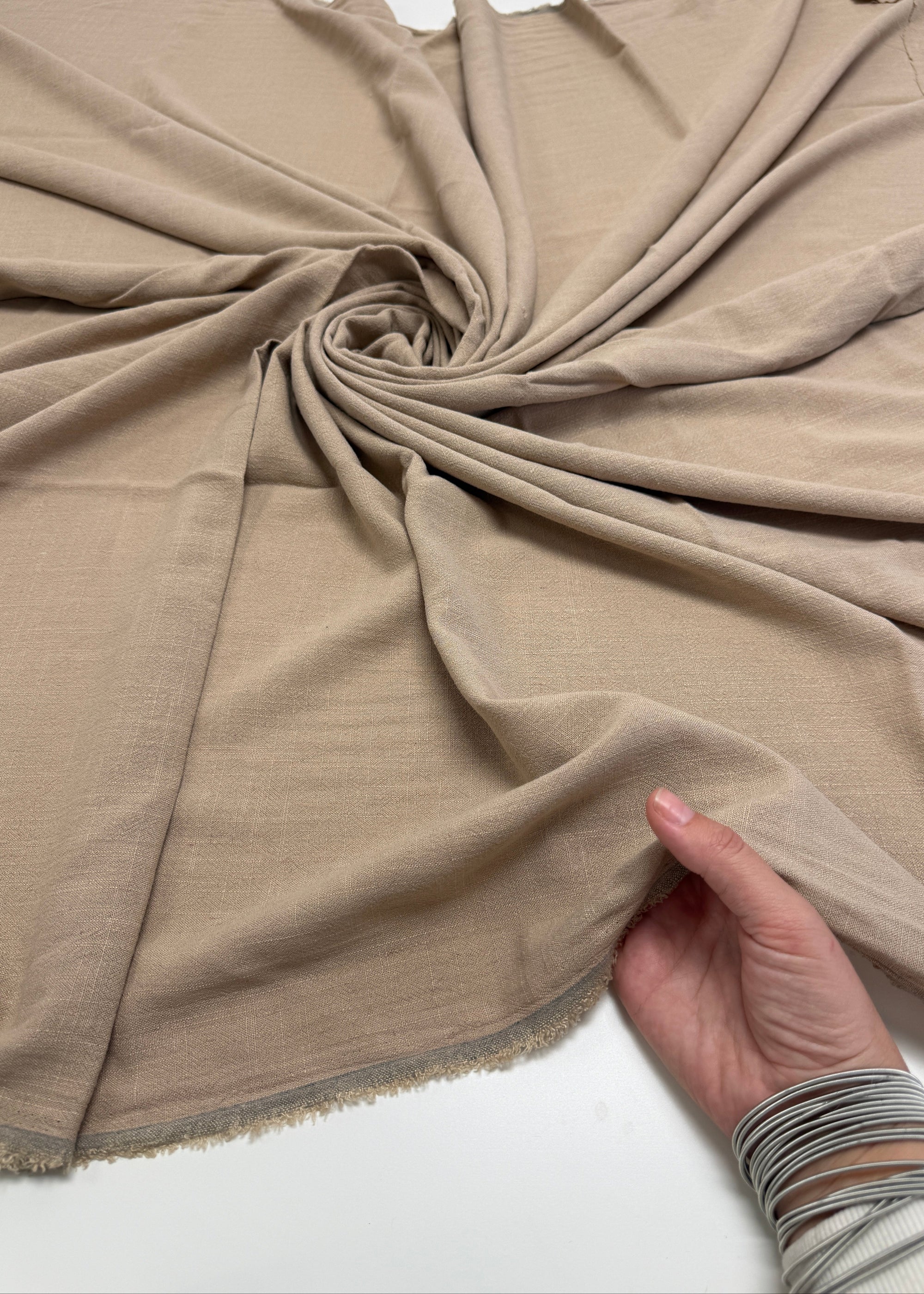 Khaki Washed Linen Rayon Fabric