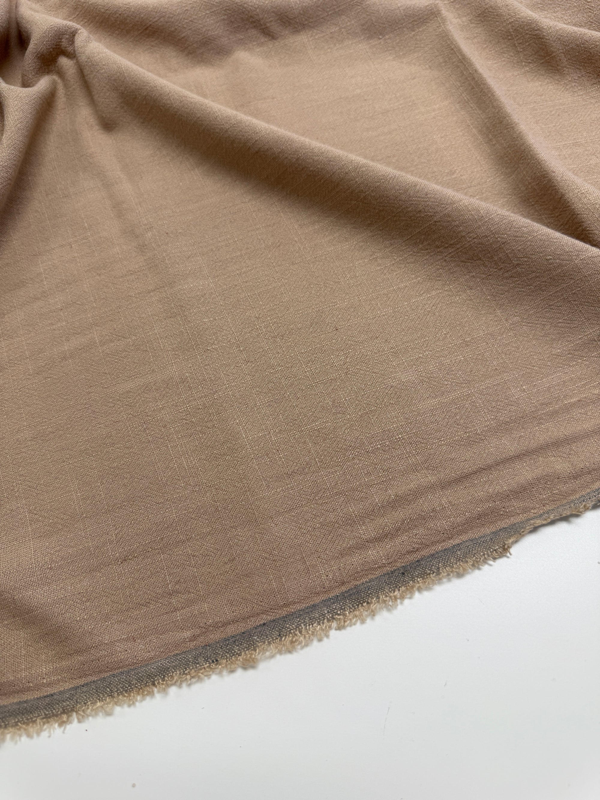 Khaki Washed Linen Rayon Fabric