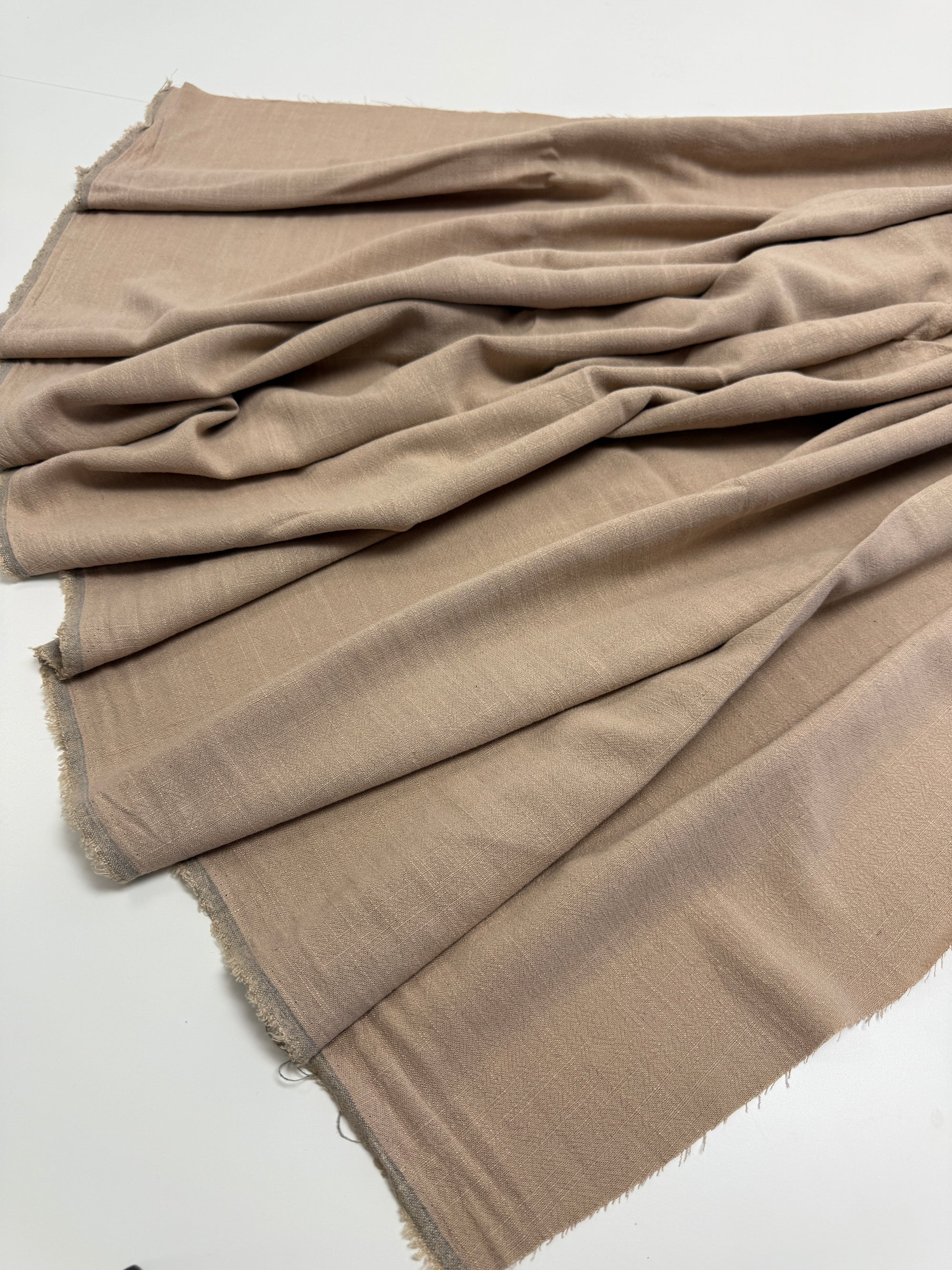 Khaki Washed Linen Rayon Fabric