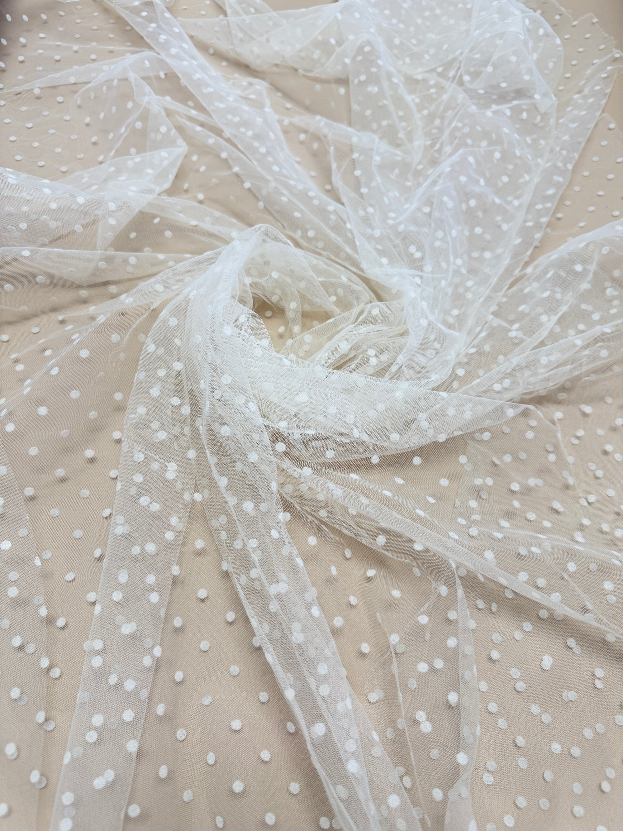 Sheer Polka Dot Mesh Fabric by Yard, Soft Mini Velvet Polka Dots