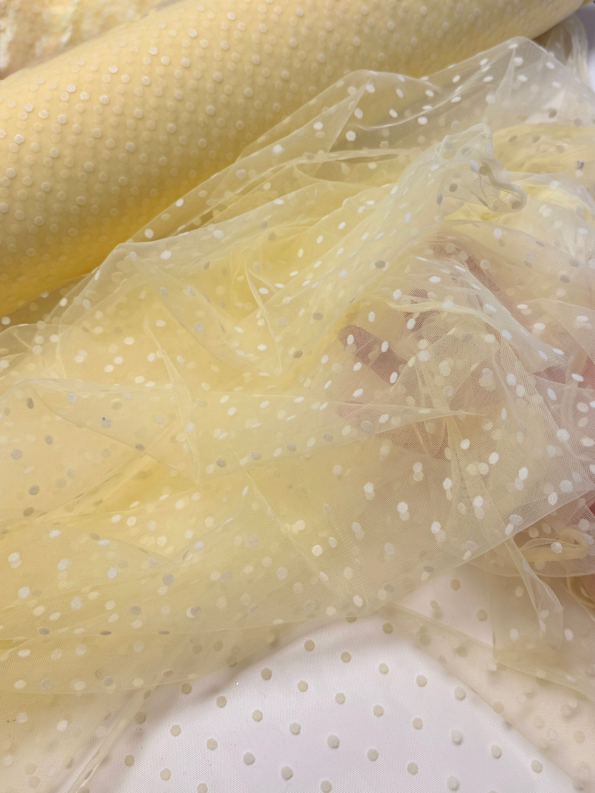 Sheer Polka Dot Mesh Fabric by Yard, Soft Mini Velvet Polka Dots
