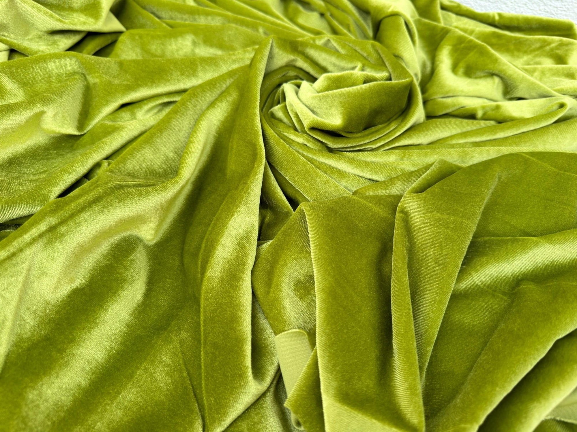 Apple Green Velvet Spandex Fabric by Yard, Luxury Green Stretch Velvet Material For Gowns, Scrunchies, Crafts Bows, Backdrops, Curtains - from Gala Textile